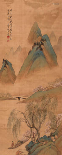黄山寿（1855～1919） 1894年作 山水 轴 设色绢本