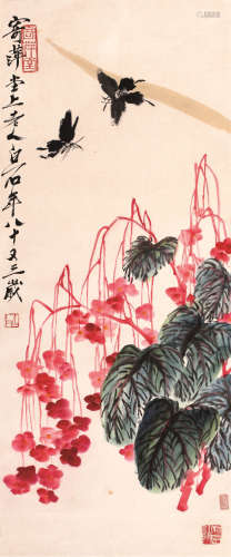 齐白石（1864～1957） 花鸟 镜心 设色纸本