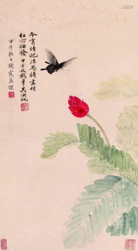 吴湖帆（1894～1968）周炼霞（1908～2000） 1954年作 花鸟 镜心 设色纸本