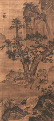 吴小仙（1459～1508） 松荫听琴图 轴 水墨绢本