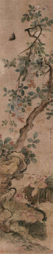 余集（1738～1823） 1797年作 花卉 轴 设色纸本