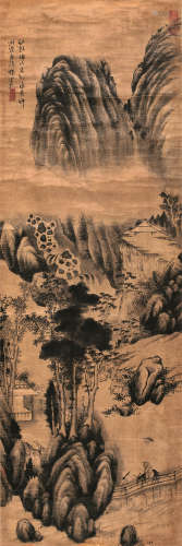 冒襄（1611～1693） 山水 轴 水墨绫本