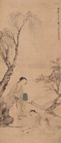 王素（1794～1877） 仕女 轴 设色绢本