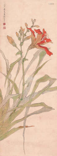 曾友贞（1861～？） 花卉 轴 设色纸本