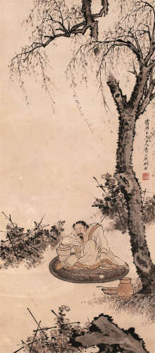 苏六朋（1791～1862） 人物 轴 设色纸本