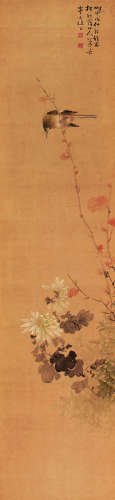 程意亭（1895～1948） 1924年作 花鸟 轴 设色纸本