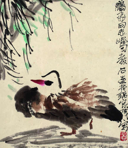 陈子庄（1913～1976） 花鸟 镜心 设色纸本