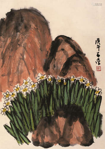 崔子范（1915～2011） 1990年作 花卉 轴 设色纸本