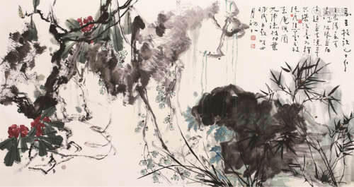 沈光伟（b.1950）等 高山杜鹃 镜心 设色纸本