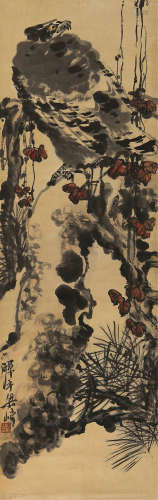 梁崎（1909～1996） 高瞻远瞩 立轴 设色纸本