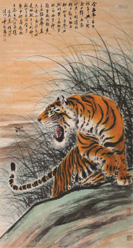 慕凌飞（1913～1997） 1980年作 兽王图 立轴 设色纸本