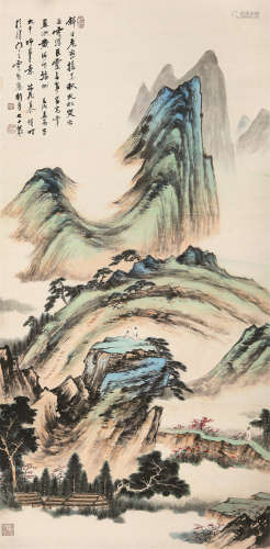 慕凌飞（1913～1997） 1982年作 危峦松翠 立轴 设色纸本
