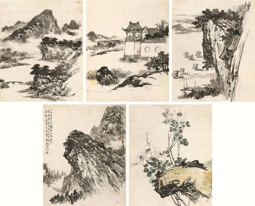 孙其峰（b.1920） 课徒稿 托片 设色纸本