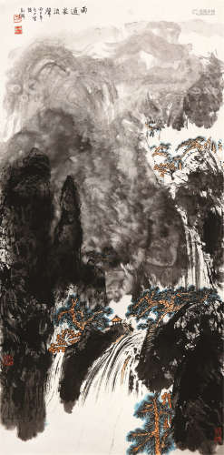 孙克纲（1923～2007） 1996年作 雨过泉流声 托片 设色纸本