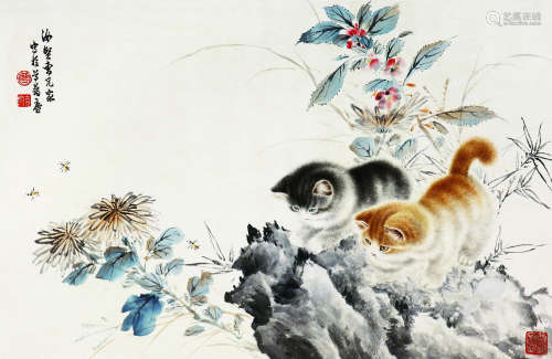 曹克家（1906～1979） 双猫 镜心 设色纸本