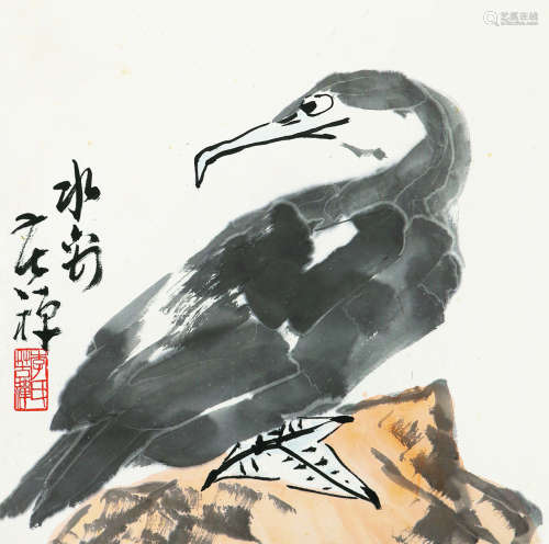 李苦禅（1899～1983） 水禽 立轴 设色纸本