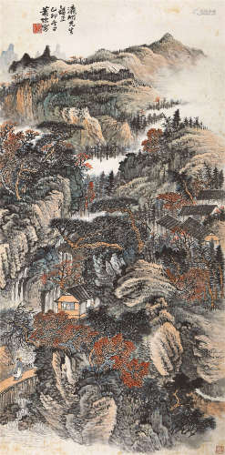 萧谦中（1883～1944） 1939年作 层峦叠嶂 立轴 设色纸本