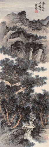 萧谦中（1883～1944） 满山风雨作龙吟 立轴 设色纸本
