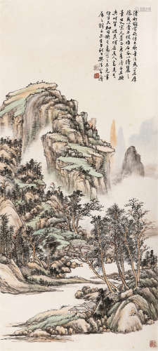 樊浩霖（1885～1962） 1942年作 青山峻岭 立轴 设色纸本