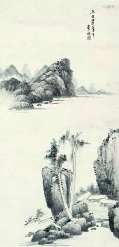 秦仲文（1896～1974） 疏林平远图 立轴 设色纸本