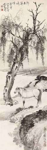 溥佺（1913～1991） 一马当先 立轴 水墨纸本