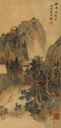 溥佺（1913～1991） 秋山观景 立轴 设色纸本