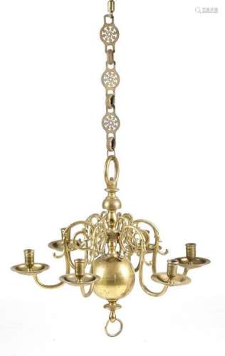 An 18th century style Dutch brass six light chande…