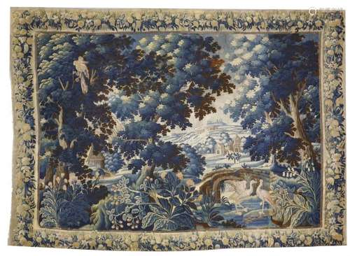 A 17th century Flemish verdure tapestry, woven wit…
