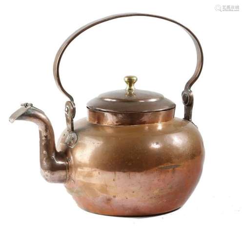 A large Victorian copper kettle, with a swing hand…