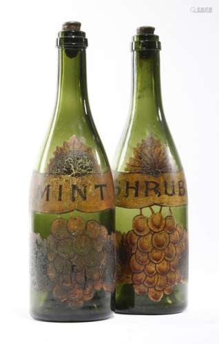 A pair of 19th century green glass wine bottles, e…