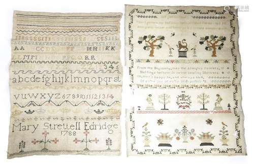 Two needlework samplers, comprising: a George III …