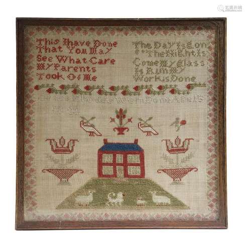 An early Victorian needlework sampler by Grace Rho…