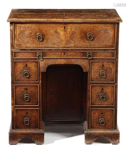 A George II walnut and burr walnut secretaire knee…