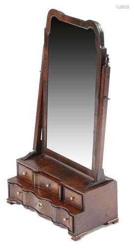 An early 18th century walnut dressing table mirror…