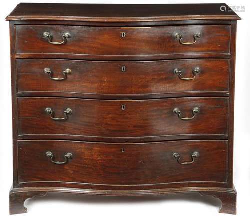 A George III mahogany serpentine chest, the moulde…