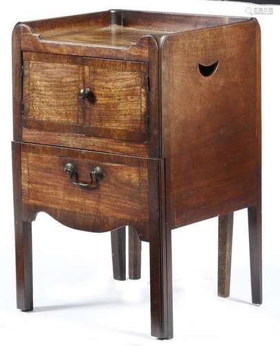 A George III mahogany tray top bedside commode, in…