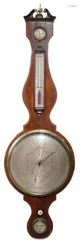 Λ An 19th century mahogany wheel barometer by Cleg…