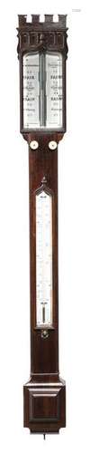 Λ An early Victorian rosewood stick barometer by C…