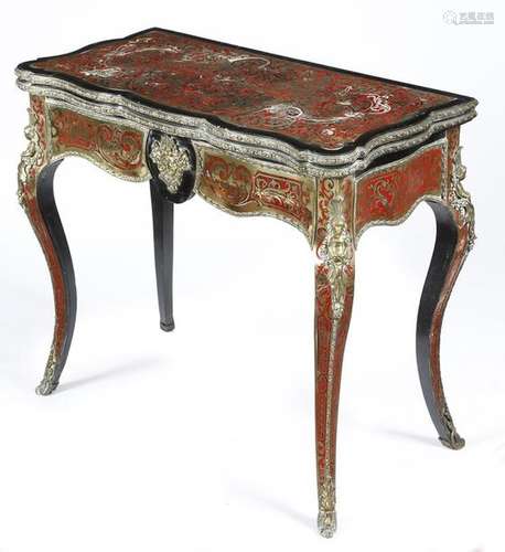 Λ A French Napoleon III boulle card table, marquet…