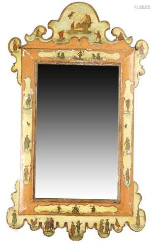 An Italian painted and decoupage wall mirror in 18…