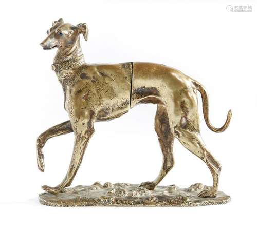 A French bronze greyhound desk card holder / paper…