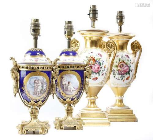 A pair of French porcelain and ormolu mounted tabl…