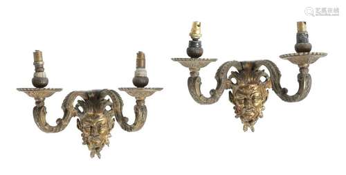 A set of four French ormolu twin light wall appliq…