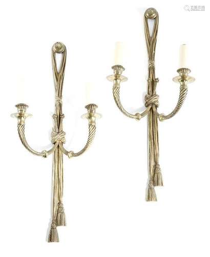 A pair of gilt brass twin light wall appliques in …