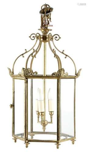 A gilt brass hexagonal hall lantern in Regency sty…