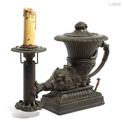 A Regency bronze argand lamp in the manner of Thom…