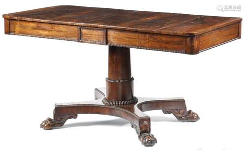 Λ A William IV rosewood library table, with nulled…