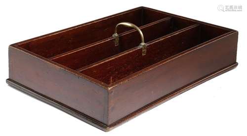 A 19th century mahogany cutlery tray, with three d…