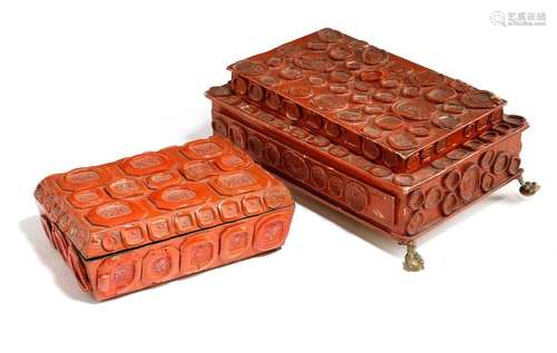 A card and wax seal casket, all over decorated wit…