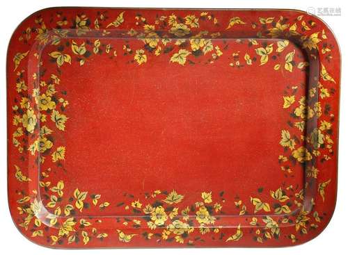 An early Victorian papier mache tray, decorated wi…